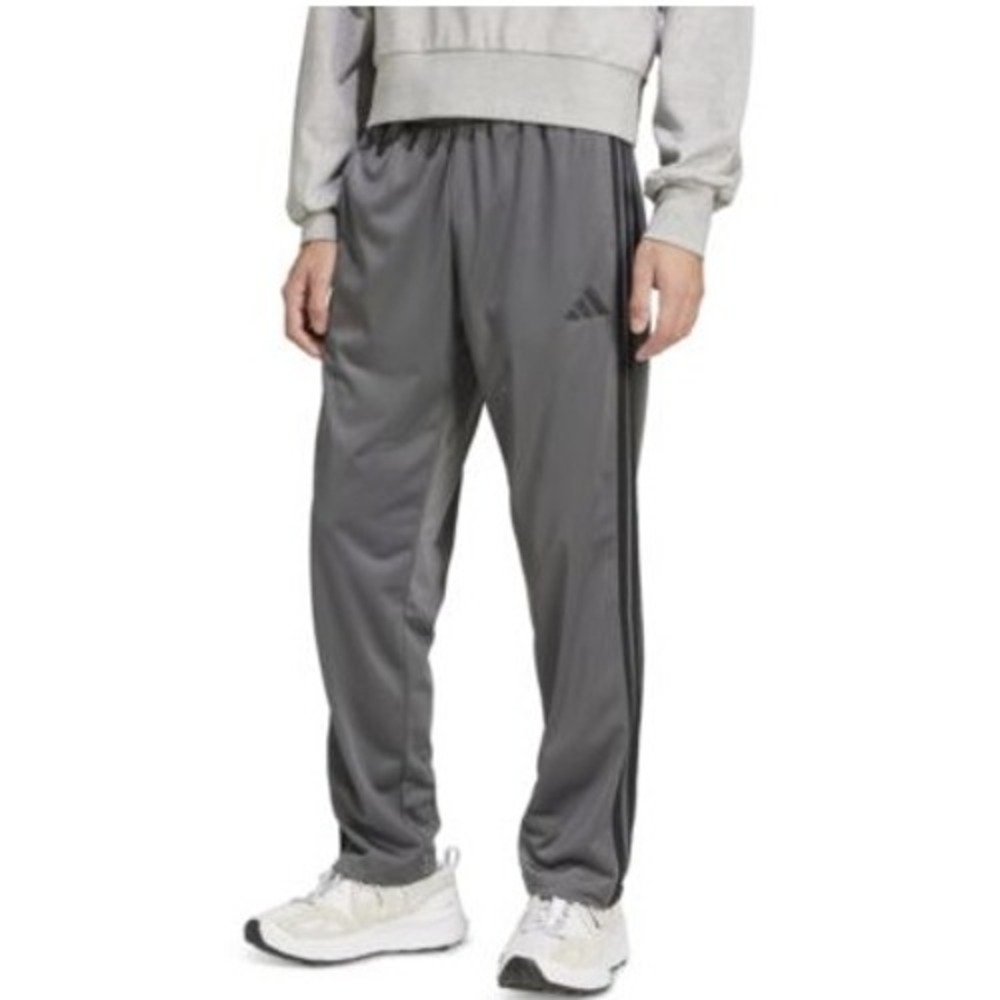 Adidas 3-Stripe Essential Track Pants Mens L Grey Athletic Straight Leg Jogger